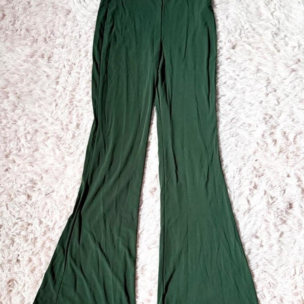 Zara Forest Green Groovy Bell Bottom Slinky Pants Womens‎ M Indie Lagenlook Boho